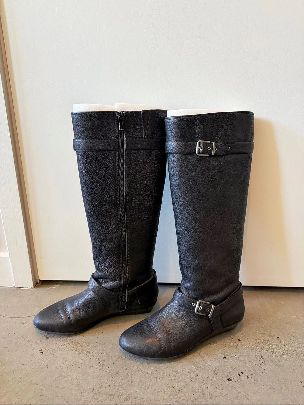 Arturo Chiang Tall Leather Boots Black US 9M